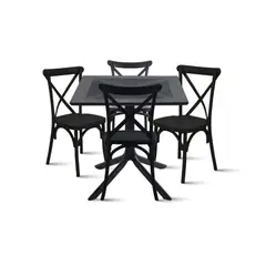 KLIK - Mesa restaurant 80x80 Polipropileno + 4 Silla Crossback Danubio Negra