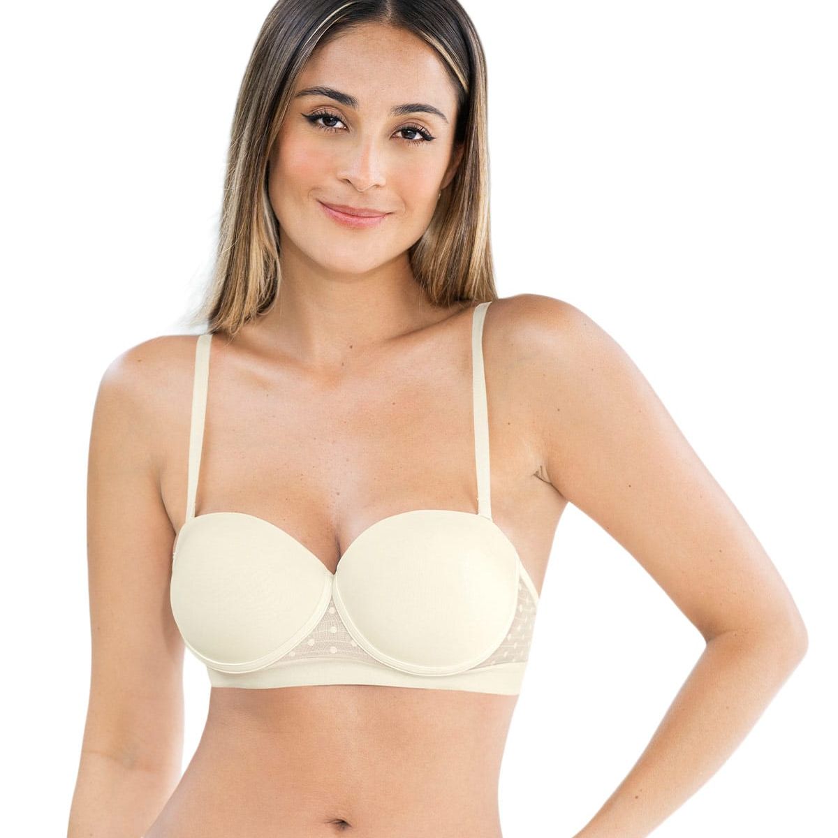 LEONISA - Sostén balconet con realce medio y espalda en tul 011898 Perla