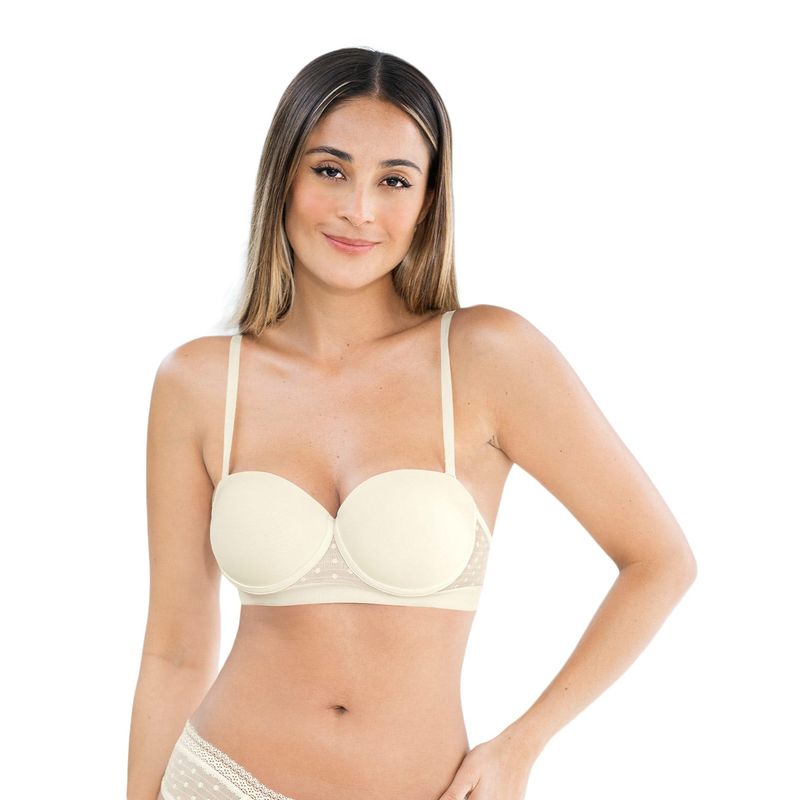 LEONISA - Sostén balconet con realce medio y espalda en tul 011898 Perla