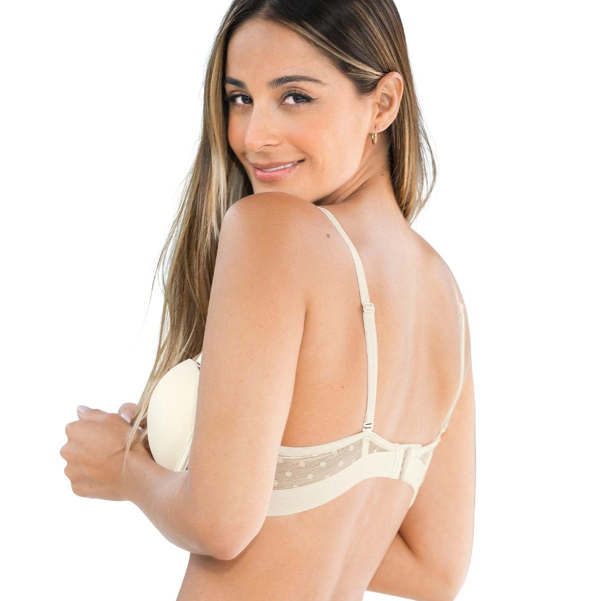 LEONISA - Sostén balconet con realce medio y espalda en tul 011898 Perla