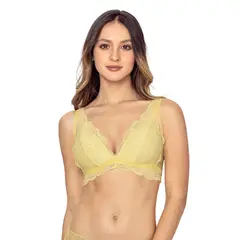 LEONISA - Bralette con copas en espuma cubierto en encaje 091012 Amarillo