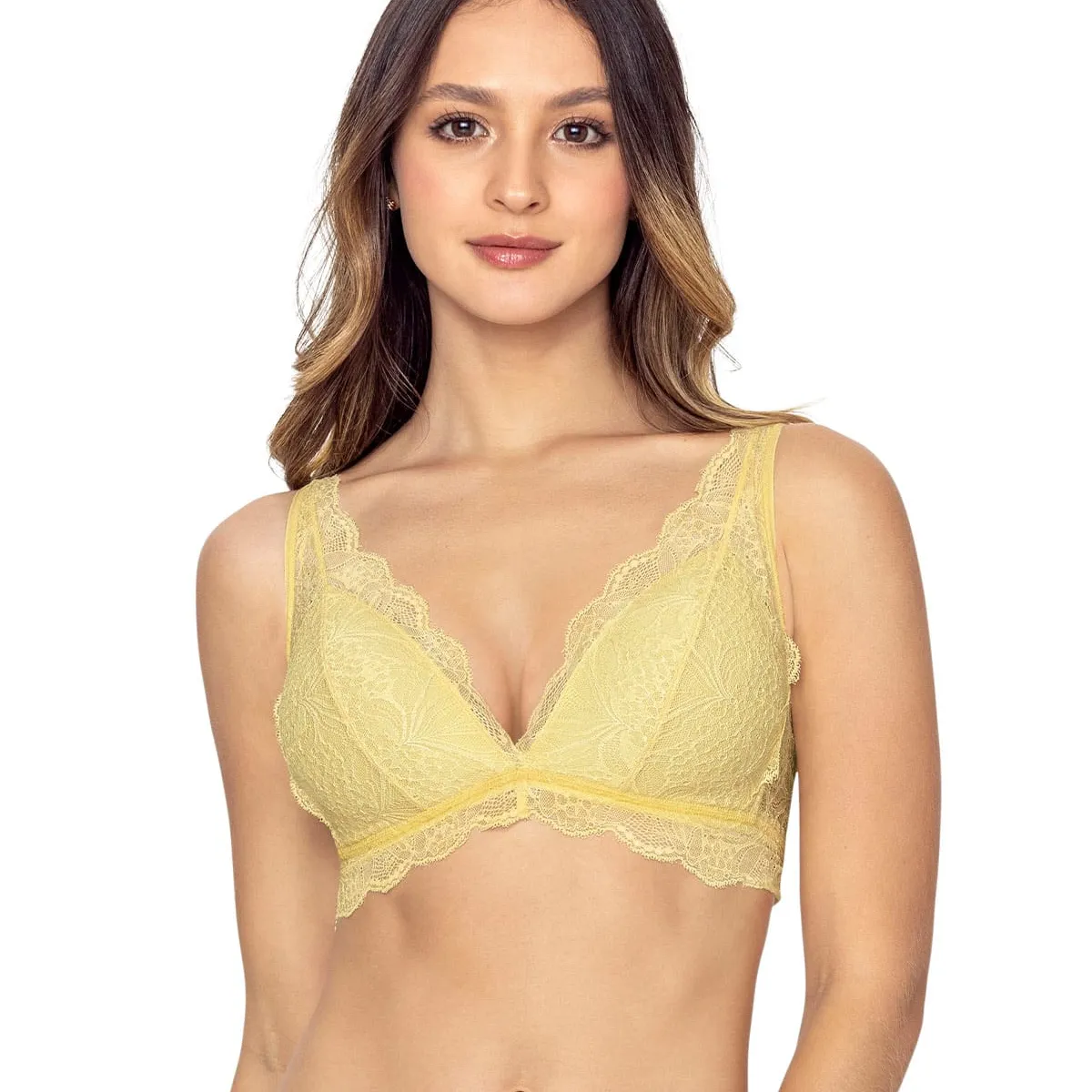 LEONISA - Bralette con copas en espuma cubierto en encaje 091012 Amarillo