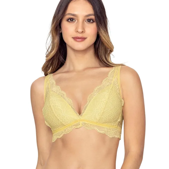 LEONISA - Bralette con copas en espuma cubierto en encaje 091012 Amarillo