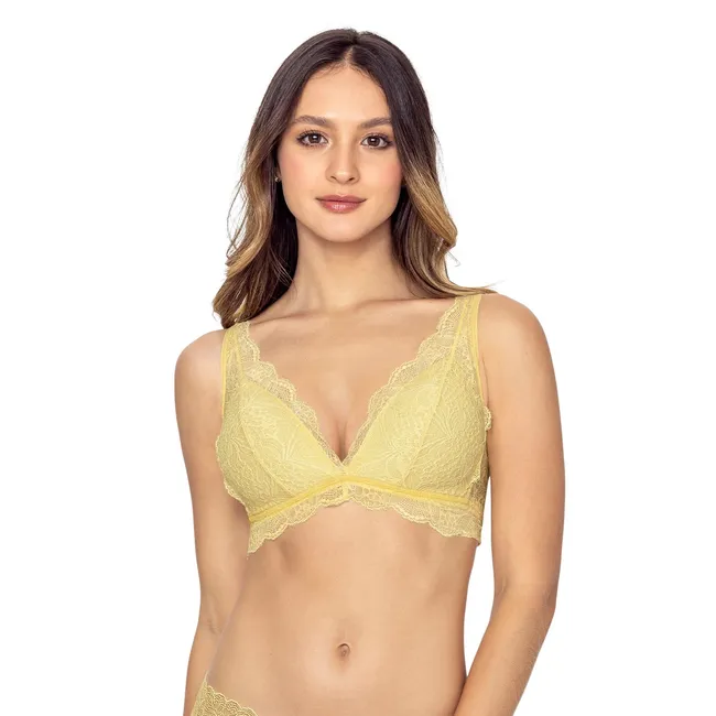 LEONISA - Bralette con copas en espuma cubierto en encaje 091012 Amarillo