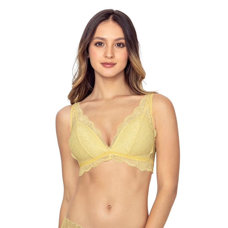 LEONISA - Bralette con copas en espuma cubierto en encaje 091012 Amarillo