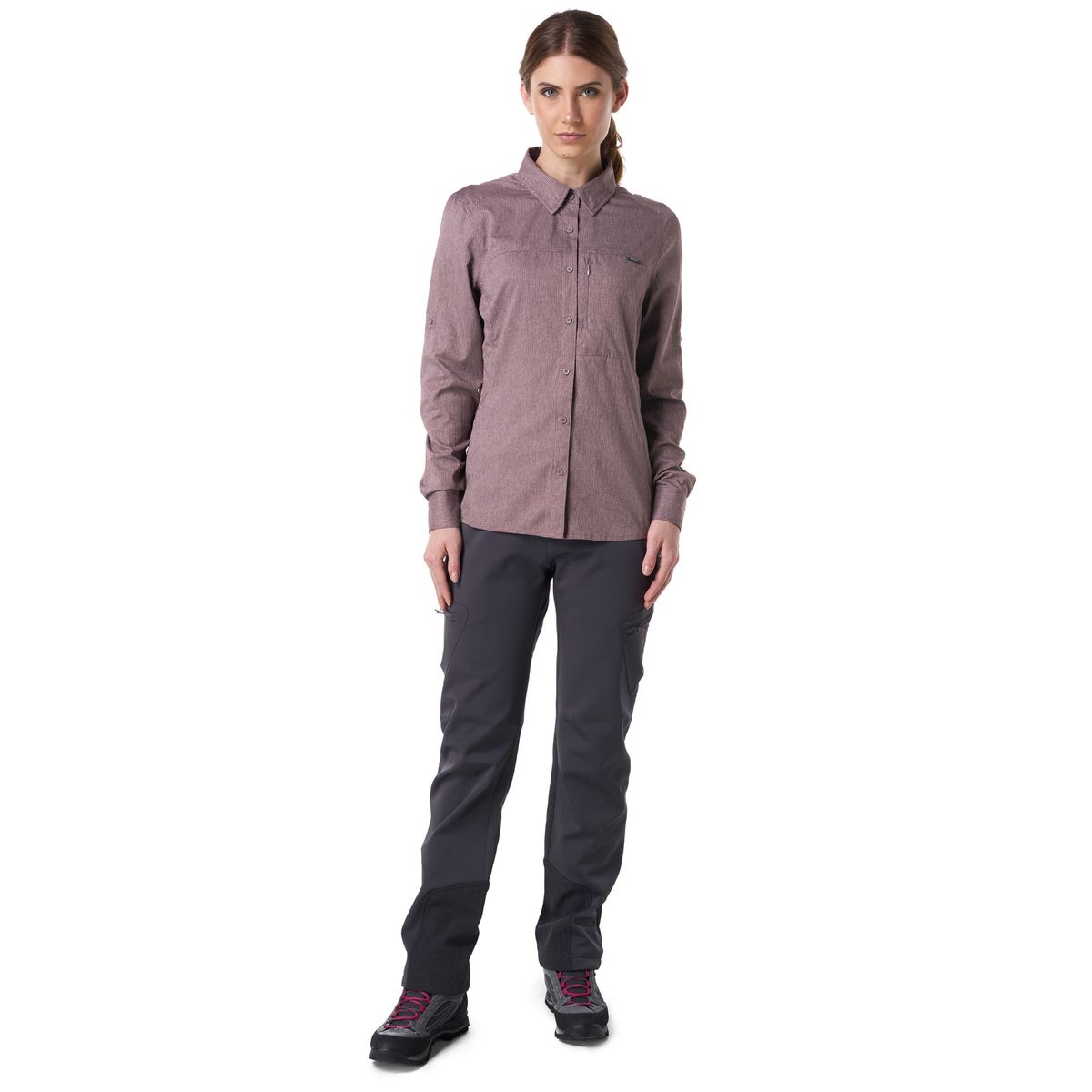 LIPPI - Camisa Mujer Rosselot Long Sleeve Q-Dry Shirt Melange Palo Rosa Lippi
