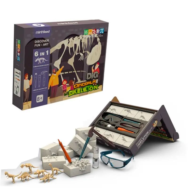 SPACEZAT - Juego de Excavación Fósiles Dinosaurio 6en1 con Herramientas