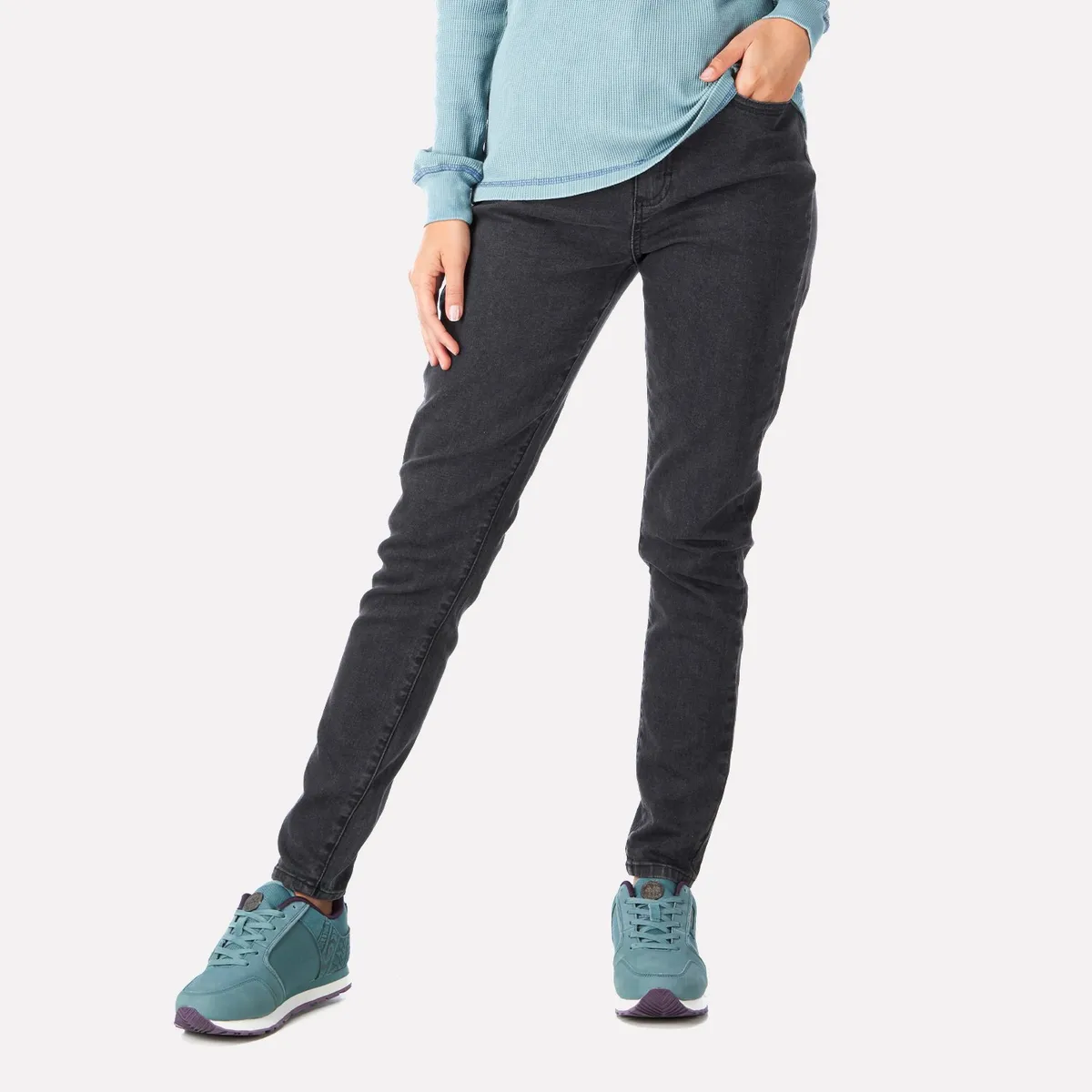 HAKA HONU - Pantalon Mujer Jeans con Gin Negro Haka Honu