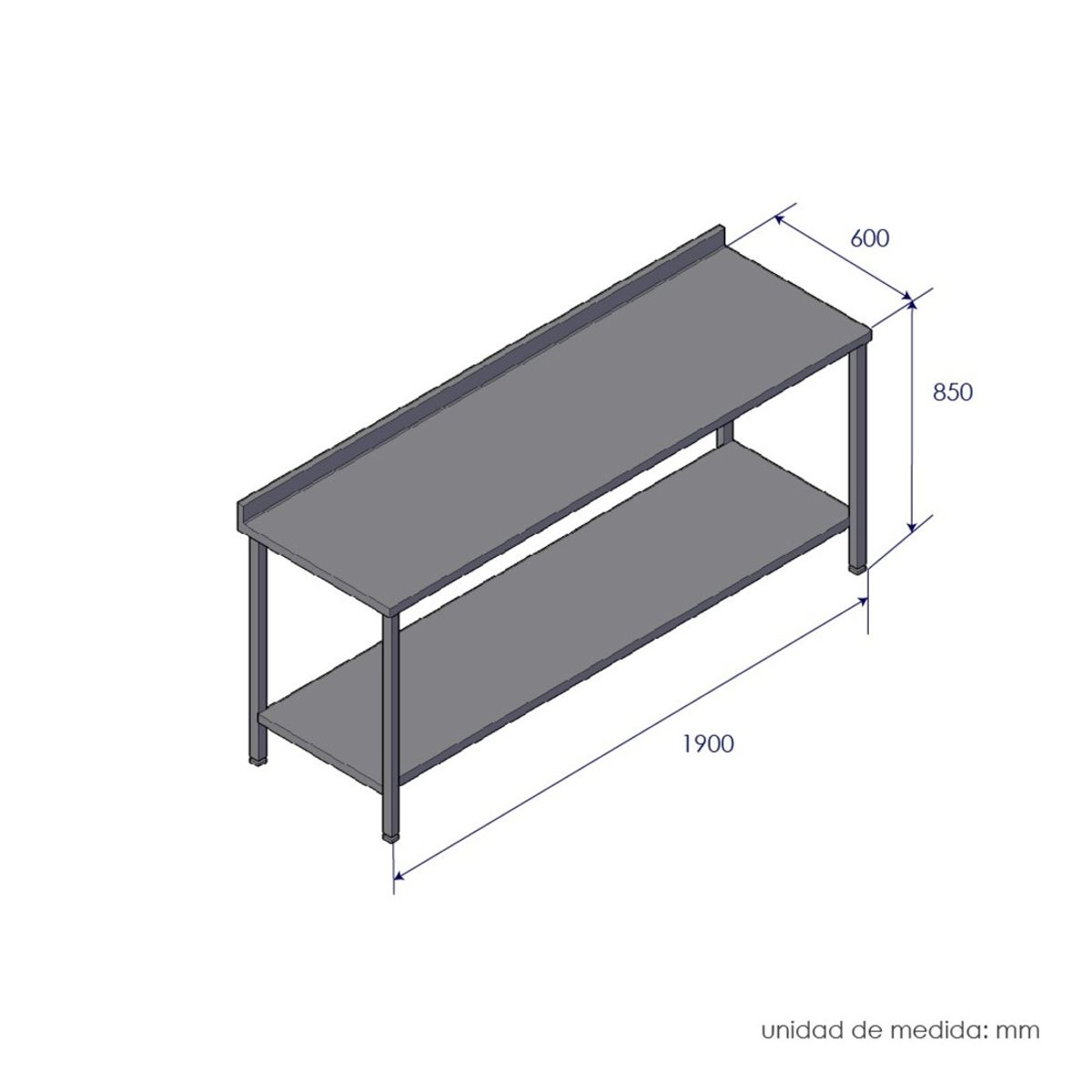 IMAHE - MESÓN DE TRABAJO MURAL MED. 190 x 60 x 85 cm IMAHE