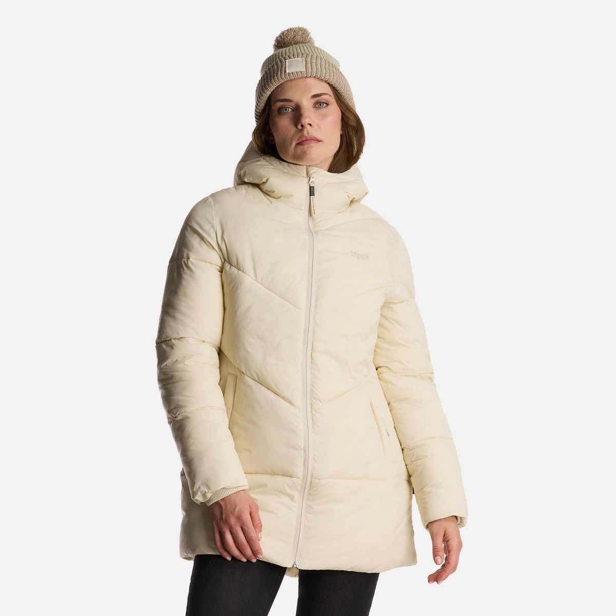 LIPPI - Chaqueta Mujer Long Line Steam Pro Hoody Jacket Crema Lippi