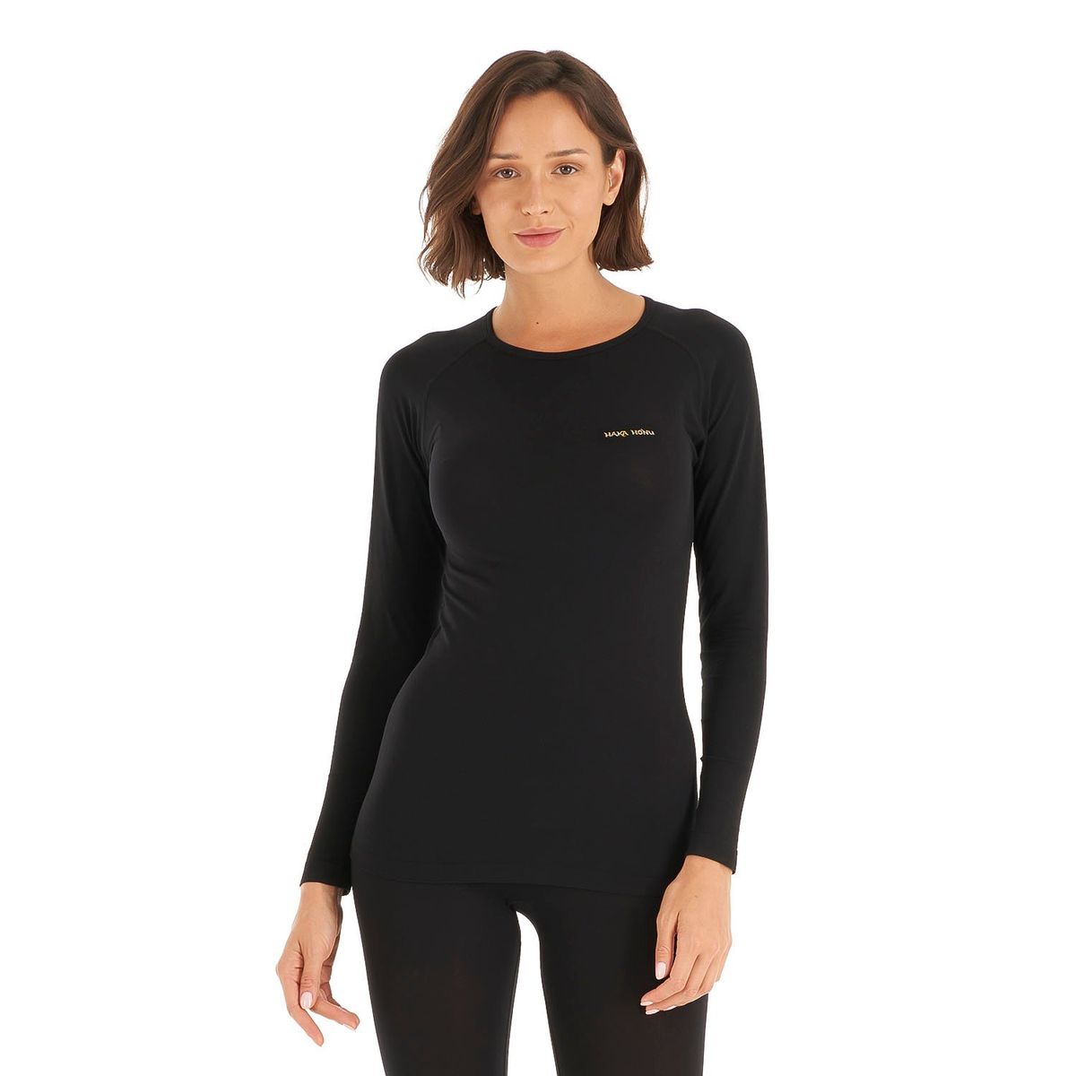 HAKA HONU - Primera Capa Mujer Puma Austral Top Negro Haka Honu