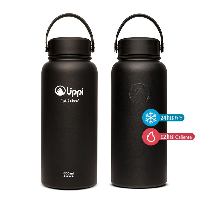 LIPPI - Botella Light Steel Wide Top Bottle 950 ML Negro Lippi