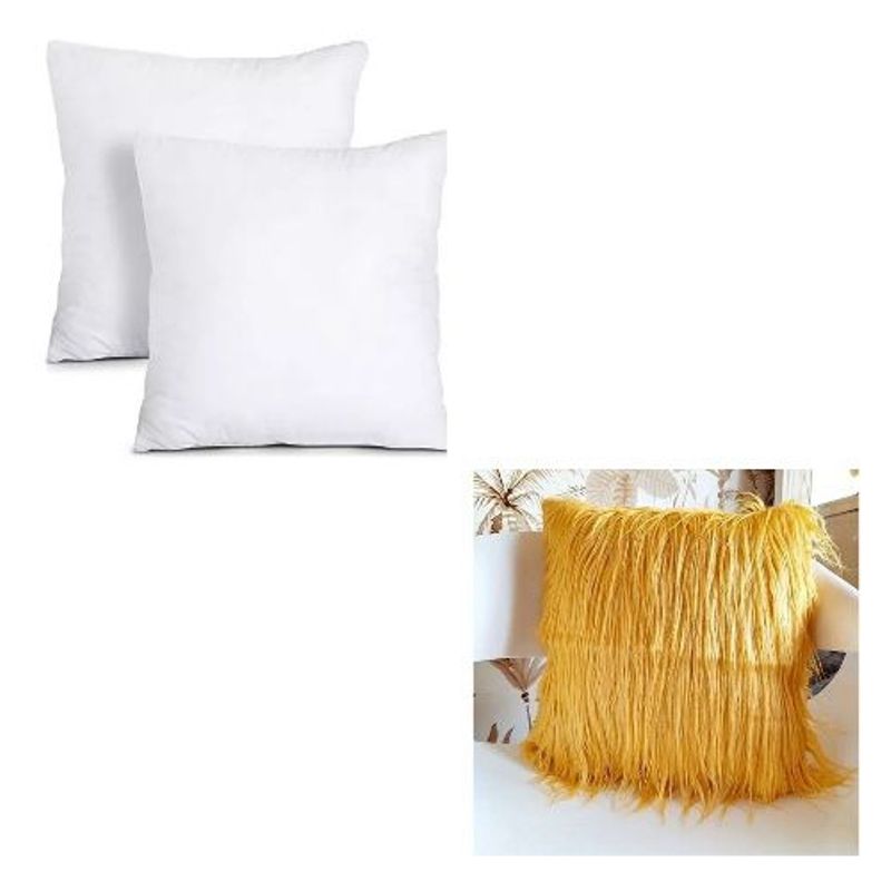 GENERICO - Pack 2 Fundas Pelo Largo de 45x45 + Pack 2 Cojines de 45x45