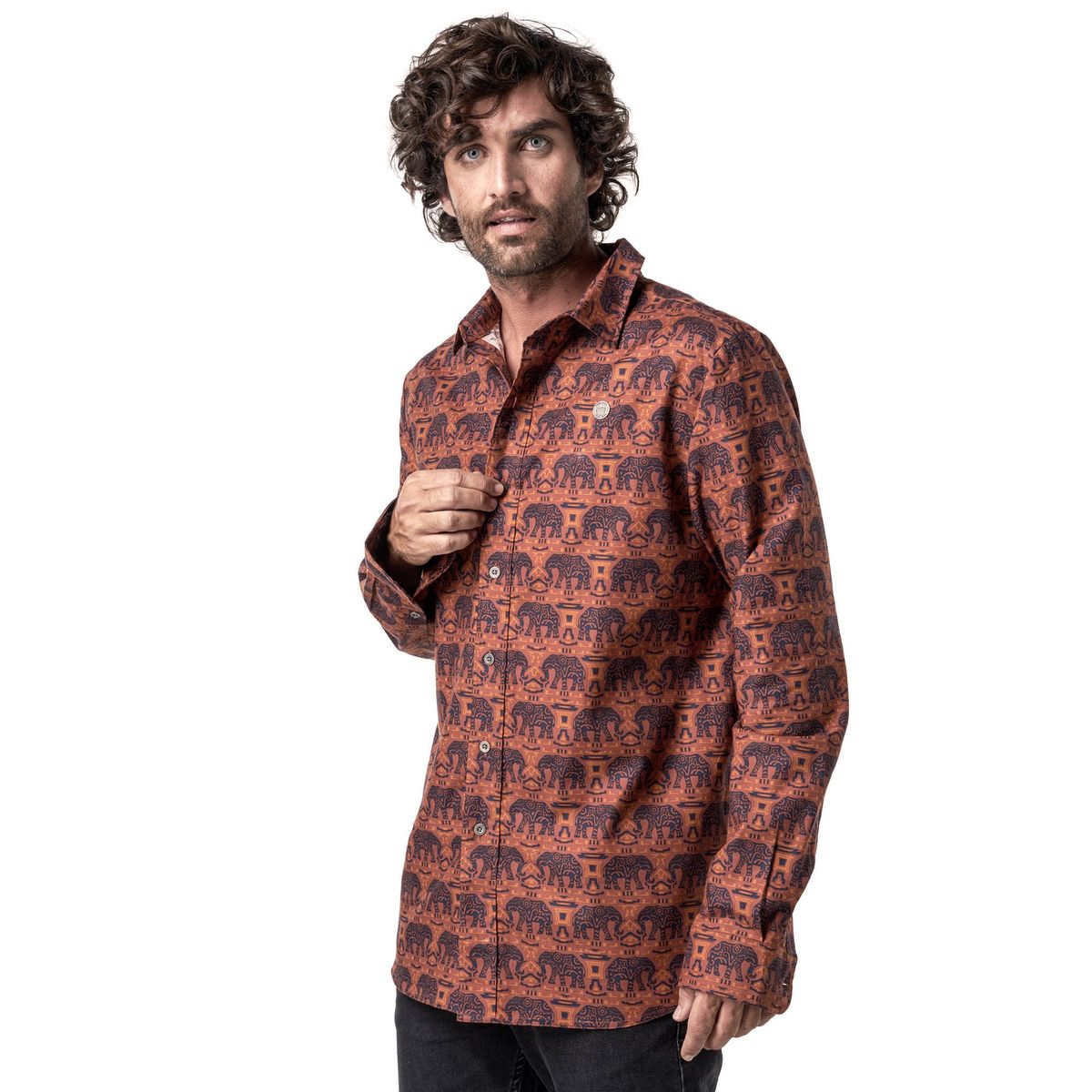 HAKA HONU - Camisa Hombre Lazlo California Print Terracota Haka Honu