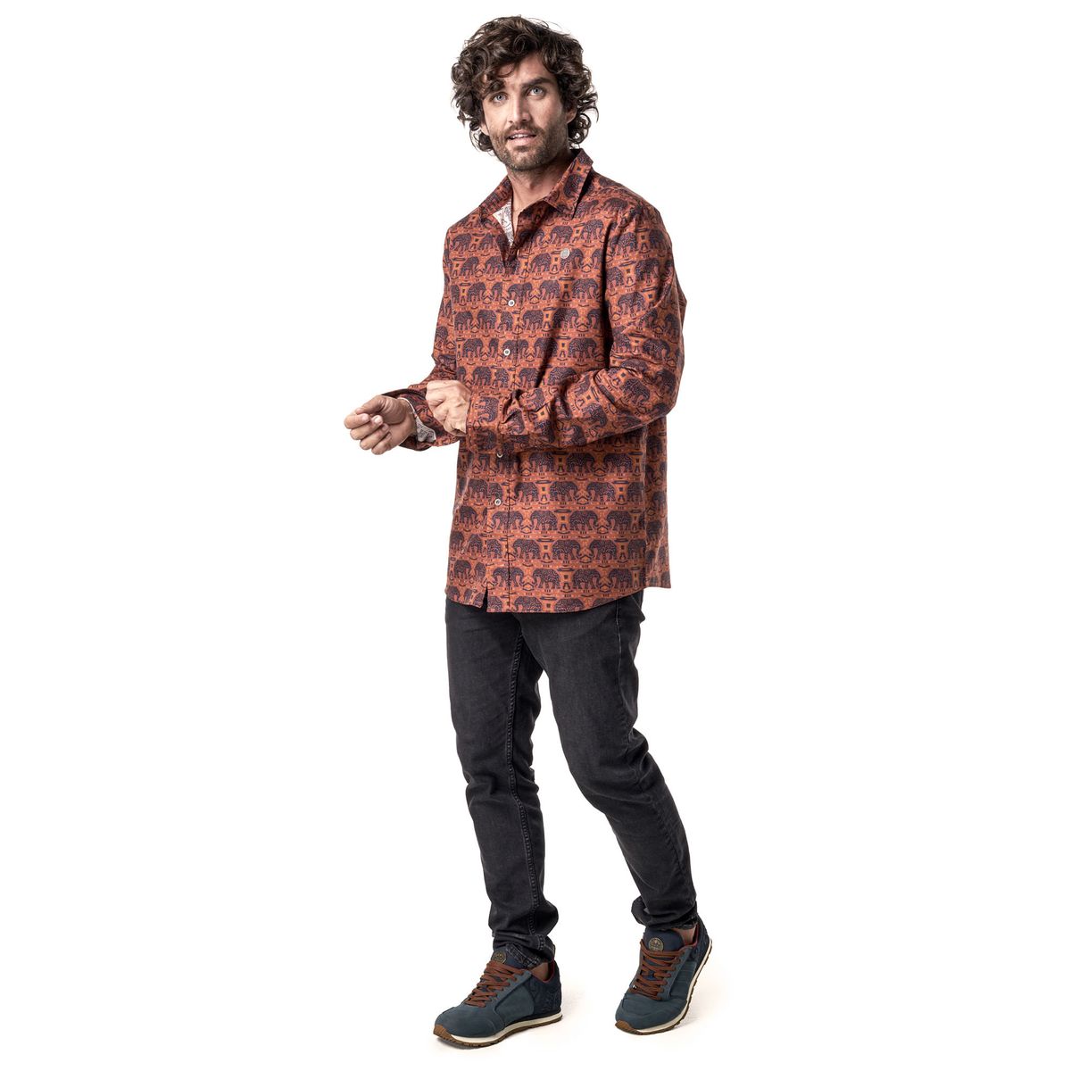 HAKA HONU - Camisa Hombre Lazlo California Print Terracota Haka Honu