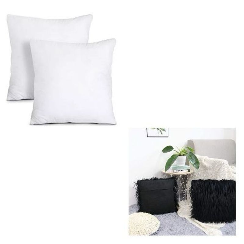 GENERICO - Pack 2 Fundas Pelo Largo de 45x45 + Pack 2 Cojines de 45x45