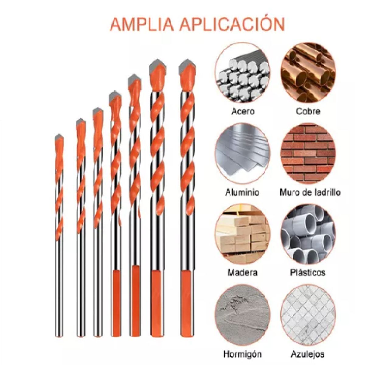 GENERICO - Brocas Hss 7 Pcs Carburo Para Metal Concreto Vidrio Mármol