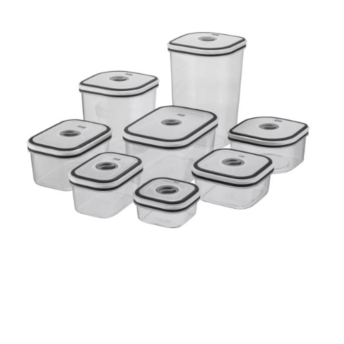 GENERICO - Set Contenedores Plasticos 8 Un Gris 233mm