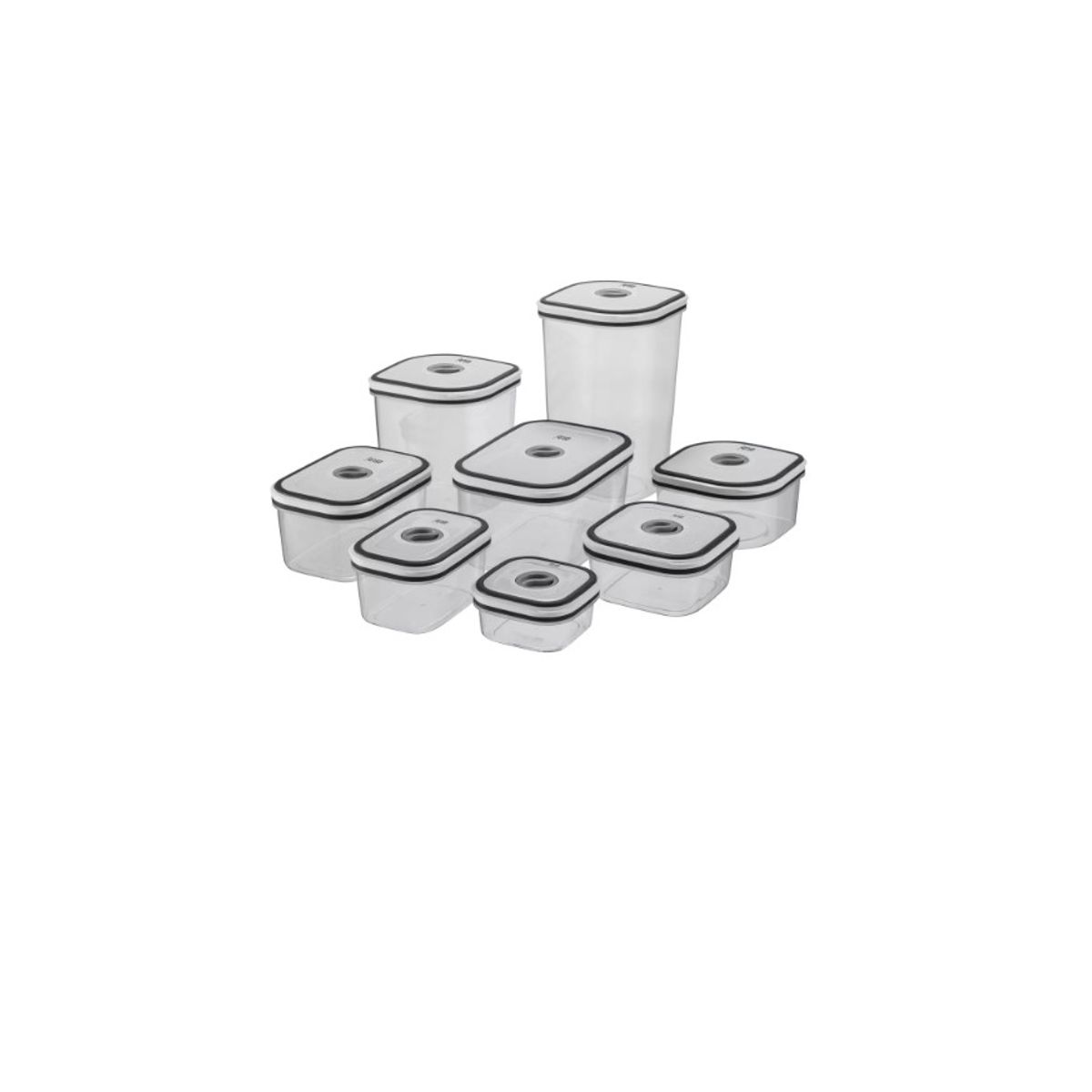 GENERICO - Set Contenedores Plasticos 8 Un Gris 233mm