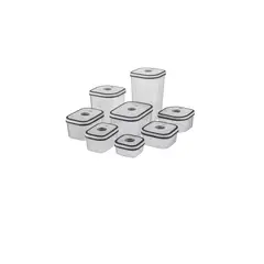GENERICO - Set Contenedores Plasticos 8 Un Gris 233mm