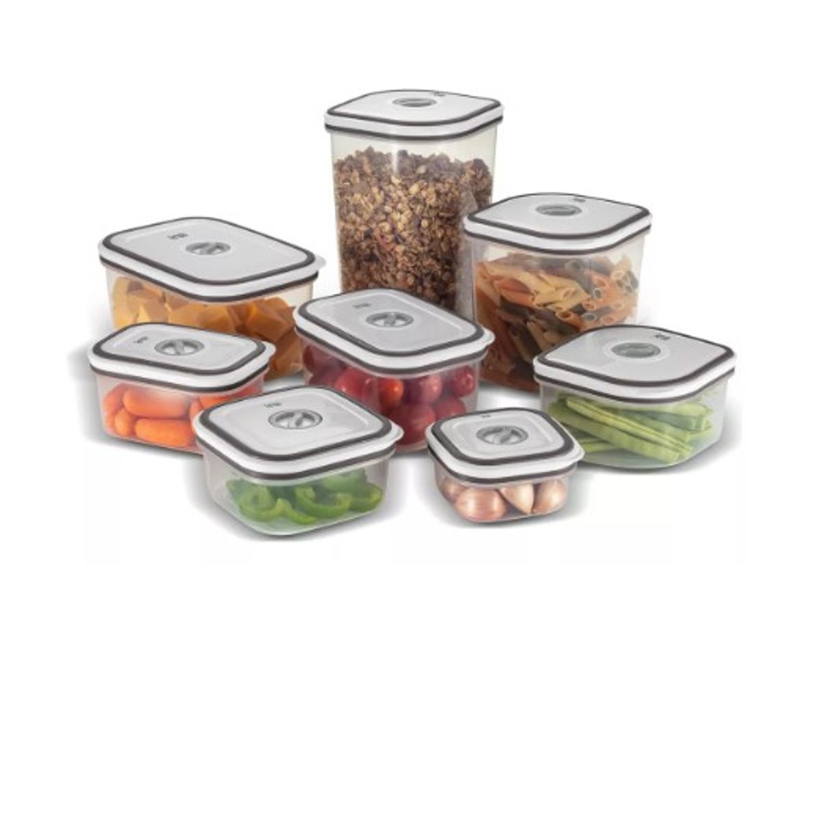 GENERICO - Set Contenedores Plasticos 8 Un Gris 233mm