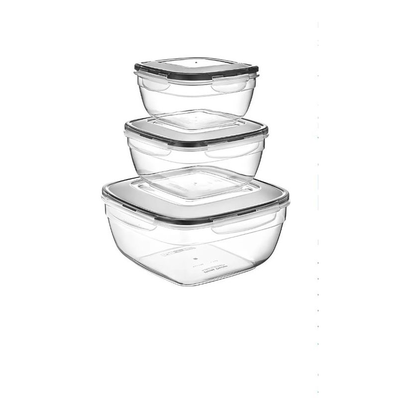 GENERICO - Set 3 Taper Tupper Hermético Para Alimentos Plástico