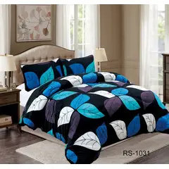 GENERICO - Cubrecama de Invierno Plush con chiporro 2 plazas azul diseño