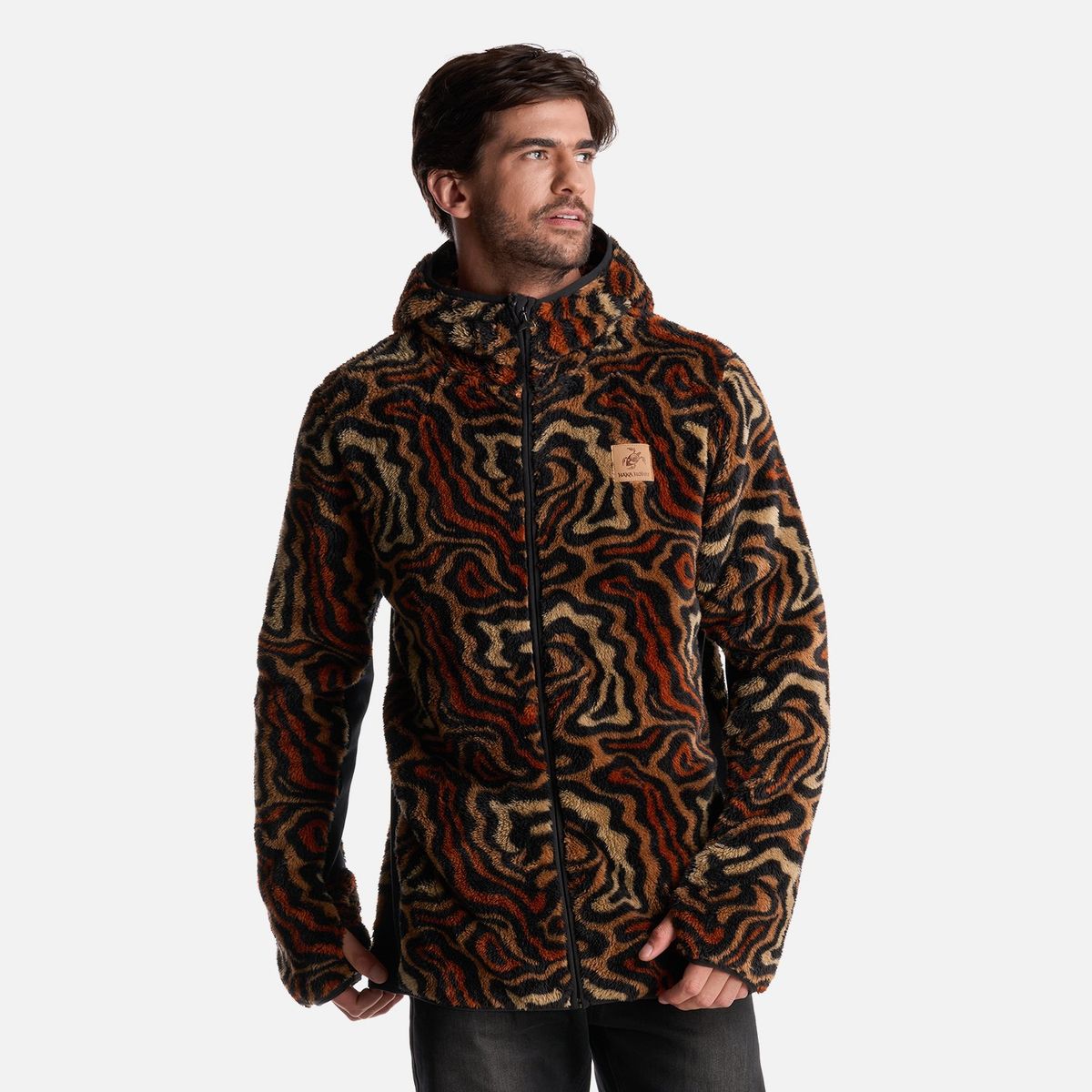 HAKA HONU - Poleron Hombre Calur-oso Print Cafe Haka Honu