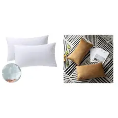 GENERICO - Pack 2 fundas de cojin lisas de 30x50 + Pack 2 cojines 30x50
