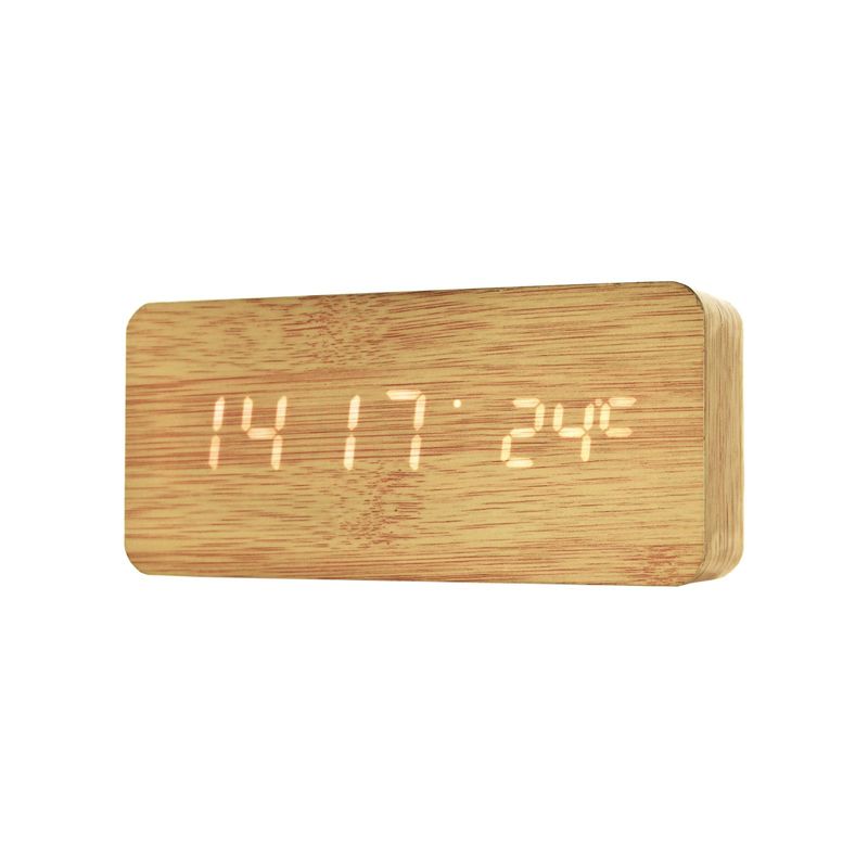 SOLEIO - Reloj Digital Led Tipo Madera Estilo Zen Marrón