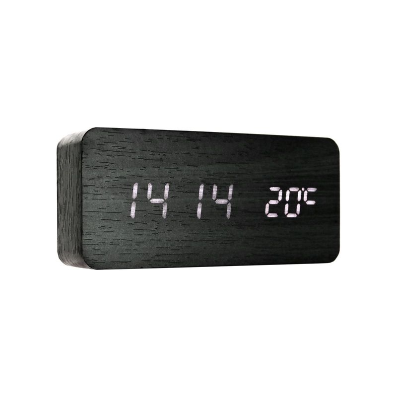 SOLEIO - Reloj Digital Led Tipo Madera Estilo Zen Negro