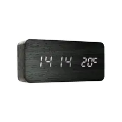 SOLEIO - Reloj Digital Led Tipo Madera Estilo Zen Negro