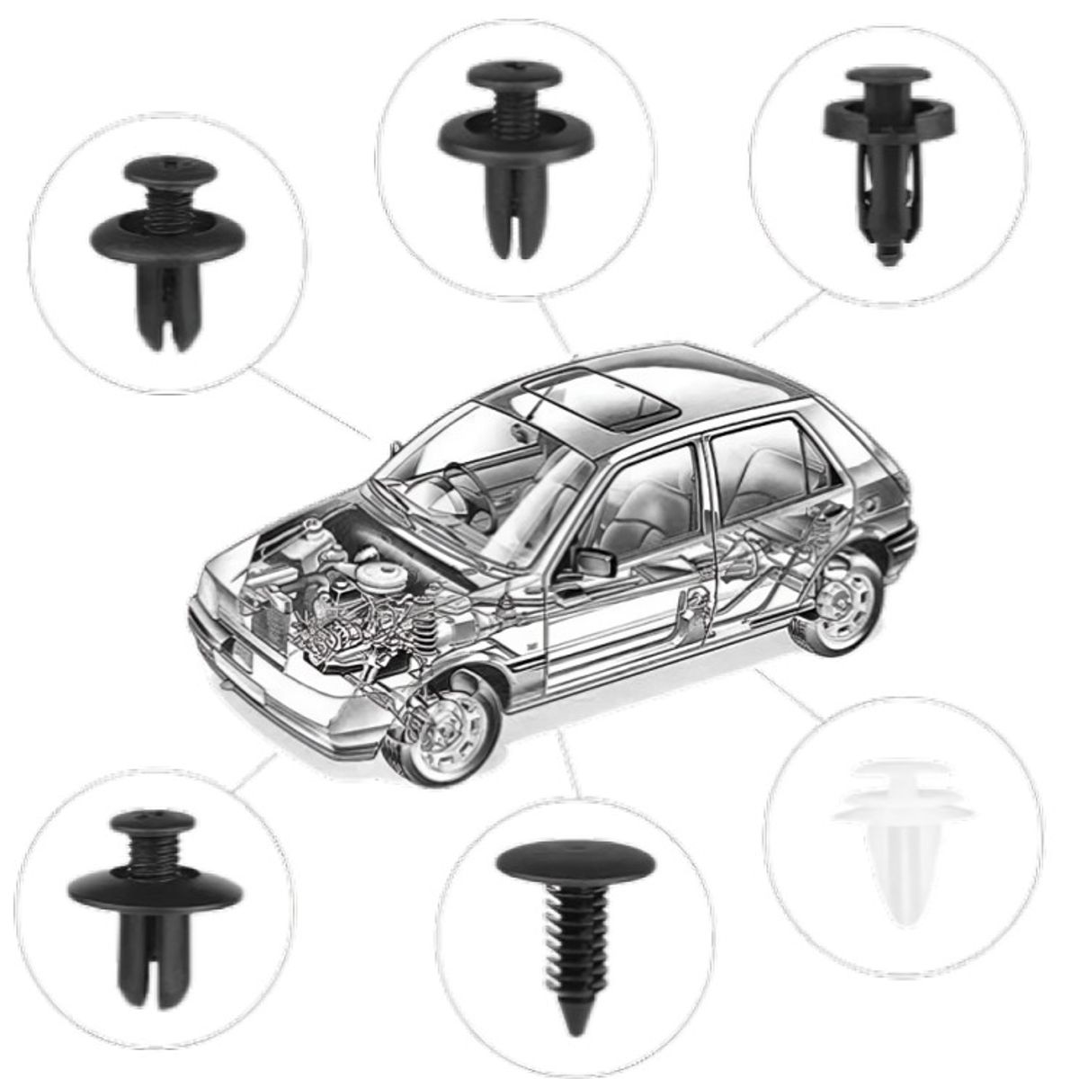 OEM - Set Clip Remache Plastico Sujecio