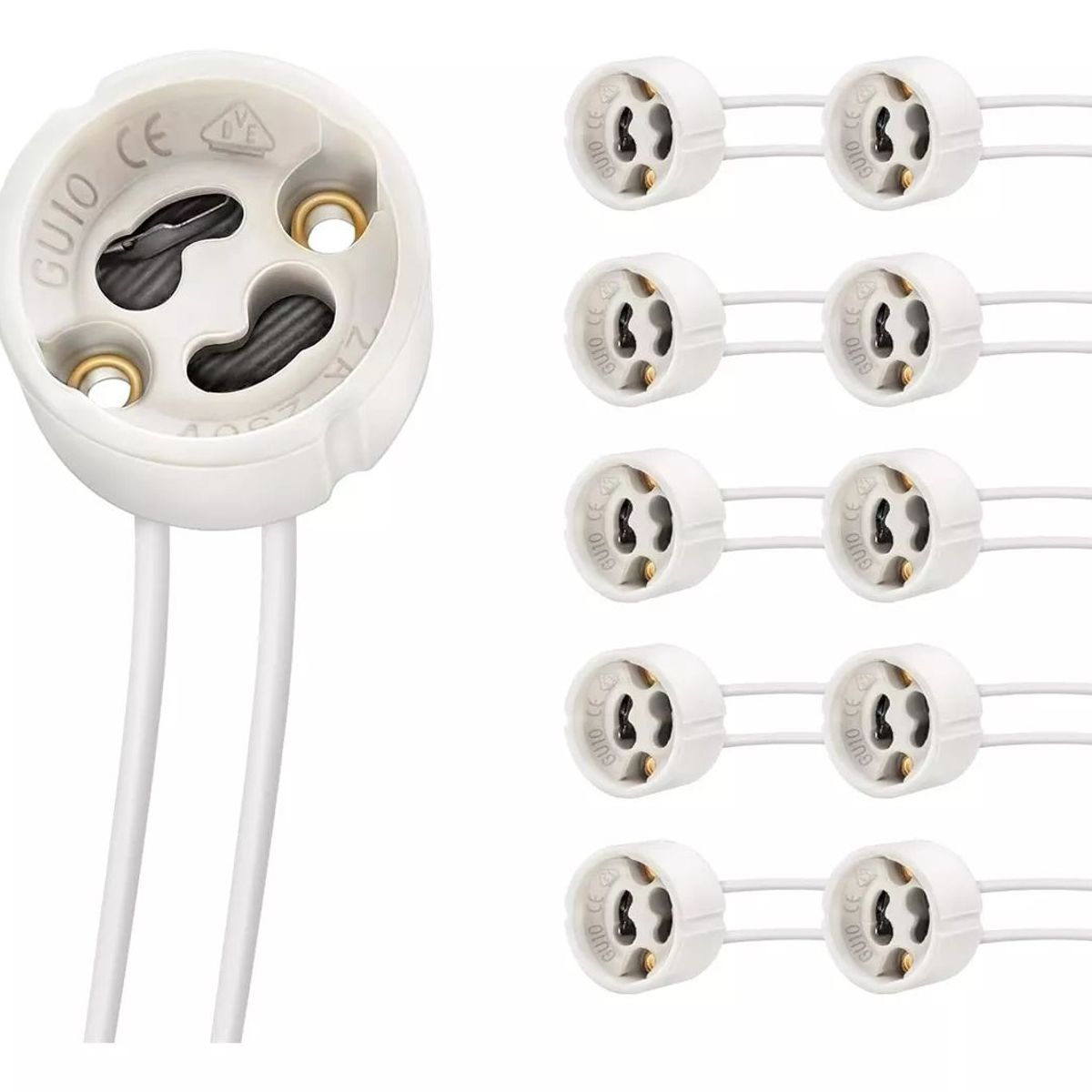 KUANGYE - Pack 20 Zócalos Soquete Gu10 Base Conector Ampolleta Led