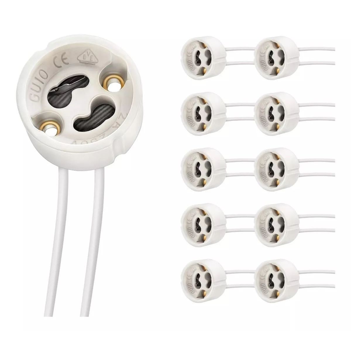 KUANGYE - Pack 20 Zócalos Soquete Gu10 Base Conector Ampolleta Led