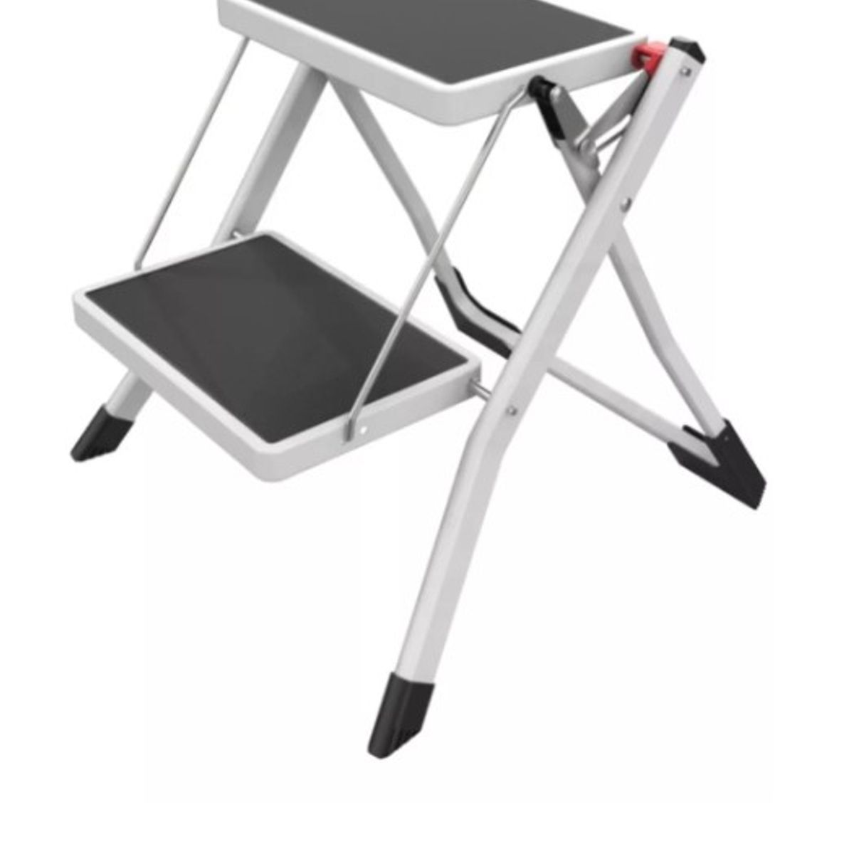 GENERICO - Escalera Multiuso Plegable 2 Peldaños Ultra Compacta Negro/Blanco