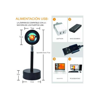 Imagen 2 del producto Lampara Proyector Luz Atmosferica Ambienta Sunset Tiktok