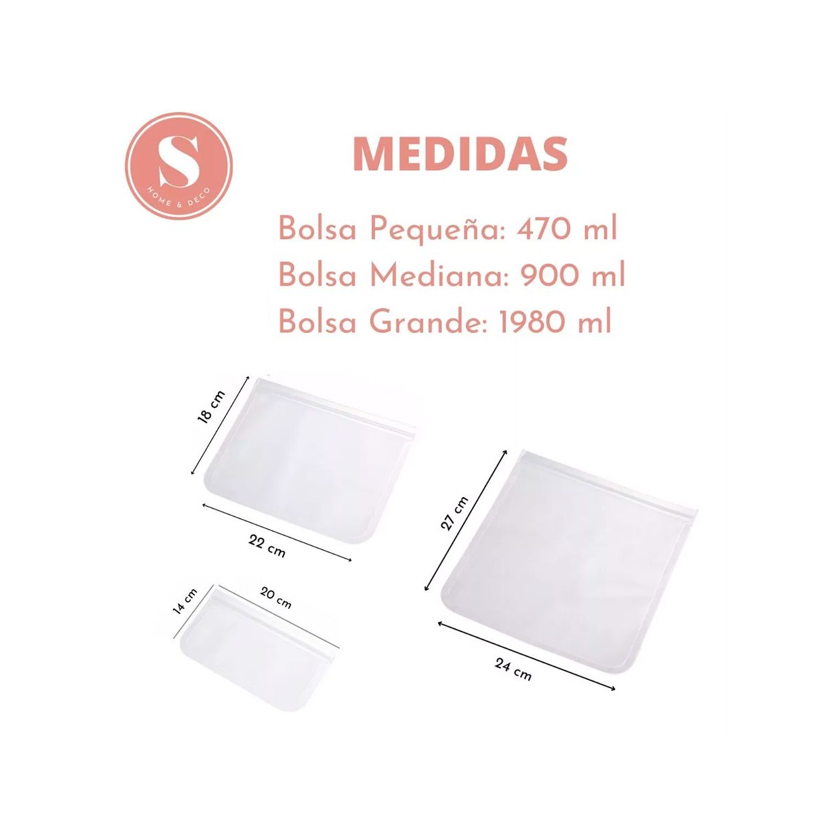 GENERICO - Bolsas Antiderrame De Silicona Herméticas Reutilizable 3 Uni