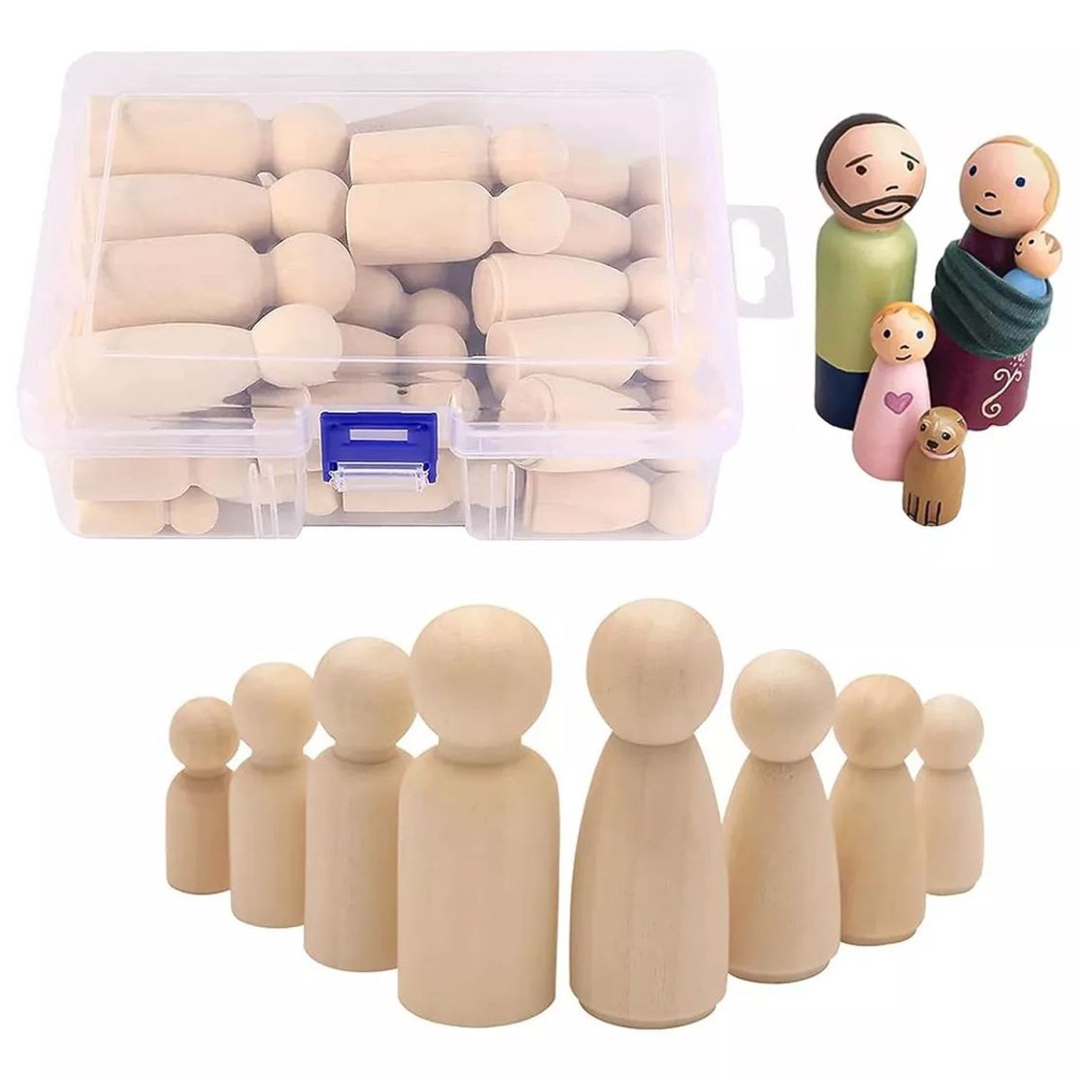 KUANGYE - 50 Piezas / Juego Familiar De Madera Figuras De Cono De