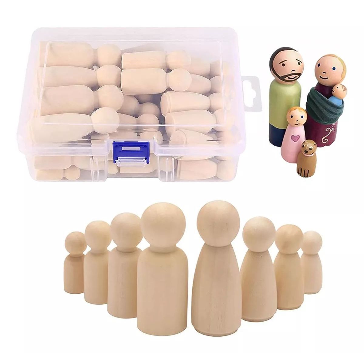 KUANGYE - 50 Piezas / Juego Familiar De Madera Figuras De Cono De
