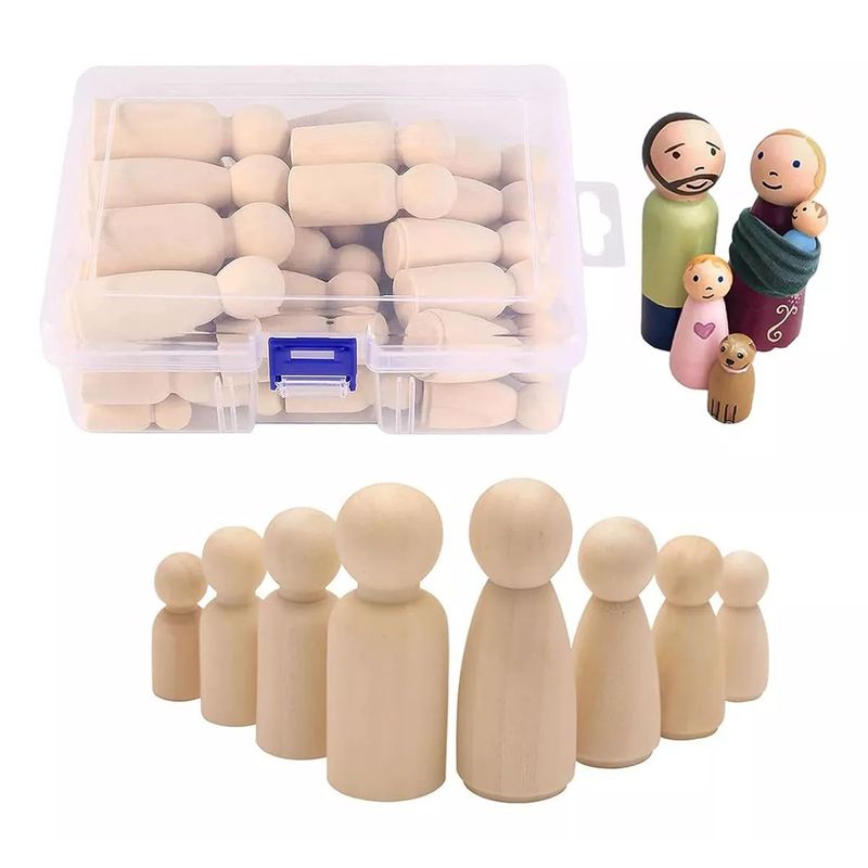 KUANGYE - 50 Piezas / Juego Familiar De Madera Figuras De Cono De