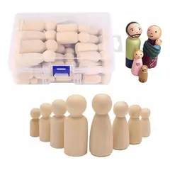 KUANGYE - 50 Piezas / Juego Familiar De Madera Figuras De Cono De