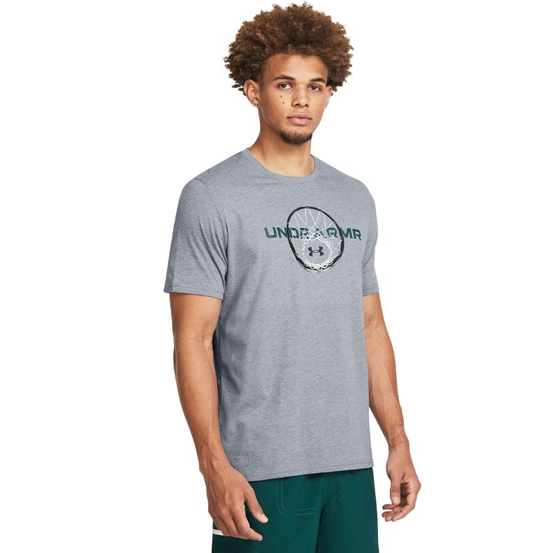 UNDER ARMOUR - Polera Basketball Net Wordmark Hombre Gris UNDER ARMOUR