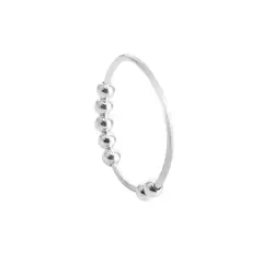GENERICO - Anillo de Plata Anti Estrés 7 Esferas