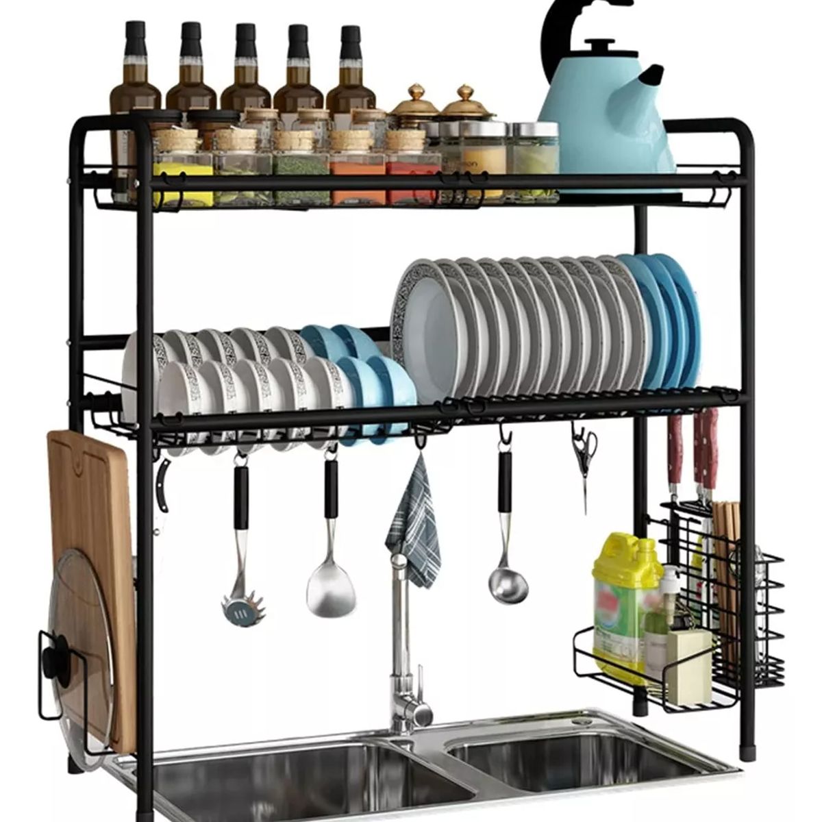 YOMYM - Escurridor Secador Loza Platos 2 Niveles Organizador 90cm