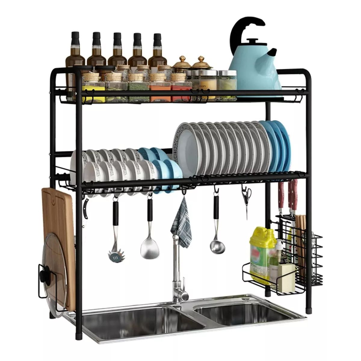 YOMYM - Escurridor Secador Loza Platos 2 Niveles Organizador 90cm