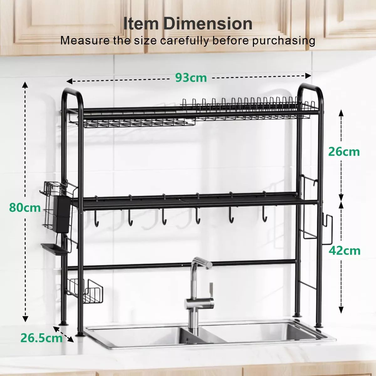 YOMYM - Escurridor Secador Loza Platos 2 Niveles Organizador 90cm