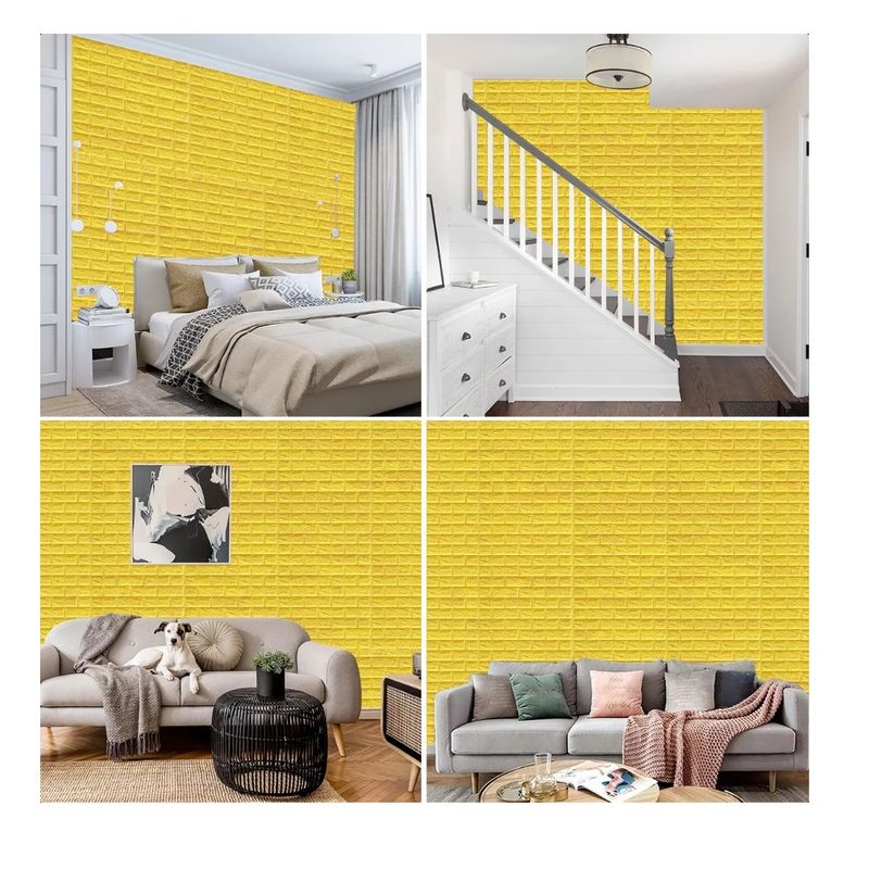 GENERICO - Pack 10 Laminas Papel Mural 3d Ladrillo Pared Blanco 77x70cm
