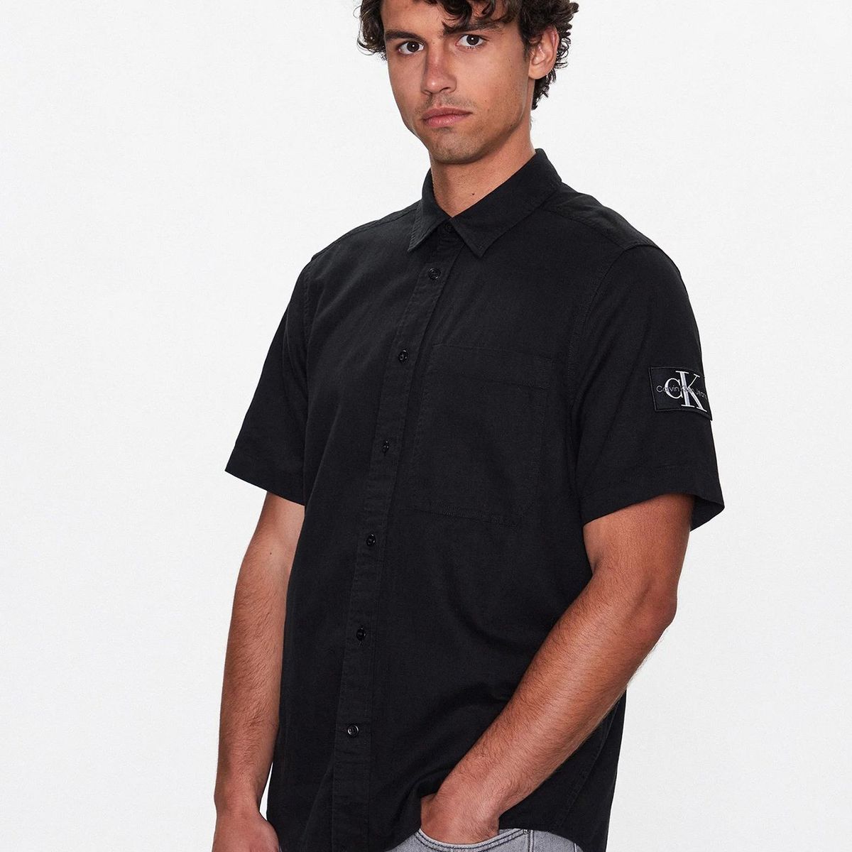 CALVIN KLEIN - Camisa Cotton Linen Negro Calvin Klein