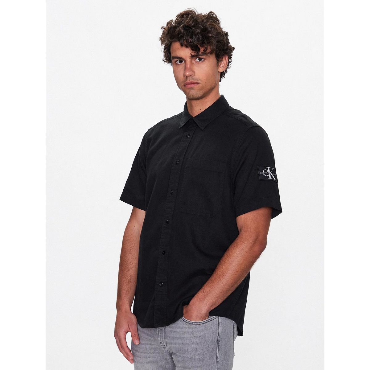 CALVIN KLEIN - Camisa Cotton Linen Negro Calvin Klein